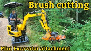 Mini Excavator mower deck brush cutter attachment [upl. by Jariah848]