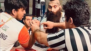 INDIA 🇮🇳 VS IRAN 🇮🇷ARM WRESTLING  AK47 tank so 😱dangerousSPORTSBLOGYT armpowerarmwrestling [upl. by Materse]