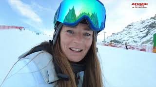 Solden womens GS Oct 28 2023  drone over the race course and race course explained by Tina Maze [upl. by Chiles68]