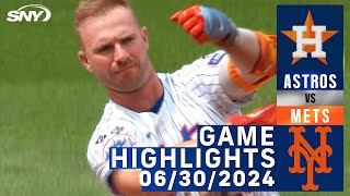 Mets vs Astros 6302024  NY Mets Highlights  SNY [upl. by Ambler906]