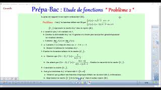 PrépaBac  Etude de fonctions quot Problème 2 Partie 1 quot [upl. by Bellaude]