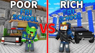 Mikey Poor vs JJ Rich FBI School in Minecraft Maizen [upl. by Coltson]