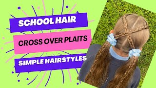 School hair  cross over plaits hairstyle schoolhair [upl. by Aldas379]