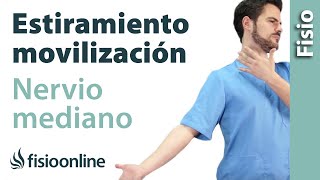 Estiramiento y movilización del nervio mediano  Ejercicios neurodinámicos [upl. by Kcirded132]