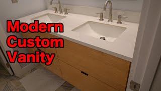 DIY Floating Vanity Install  Quarter Sawn White Oak Part 2 in Bathroom Remodel Series [upl. by Damien]