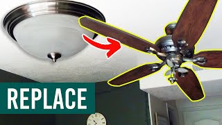 How to Replace a Light with a Ceiling Fan Install a Ceiling Fan  Step by Step [upl. by Notluf]