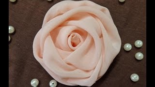 DIY chiffon rosefabric rose tutorialhow to make [upl. by Margetts]