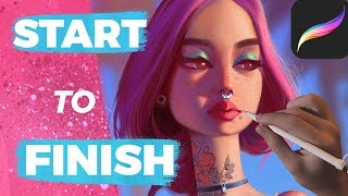 How to Paint in PROCREATE  Painting a Portrait from Start to Finish [upl. by Ayisan]