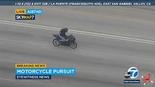 Motorcyclist leads authorities on highspeed chase through San Gabriel Valley  ABC7 [upl. by Kirad]