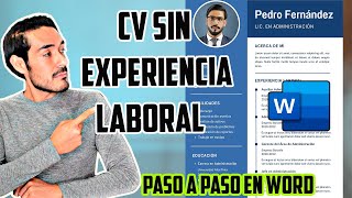 COMO CREAR UN CV SIN EXPERIENCIA LABORAL EN WORD  PASO A PASO 2024 [upl. by Noirod972]