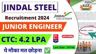 Jindal Steel amp Power Recruitment 2024। Fresher 😍। Junior Engineer Trainee। Job Vacancy 2024। Jobs [upl. by Schweitzer167]