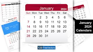 January 2024 Calendar  123FreeVectors [upl. by Oigile402]