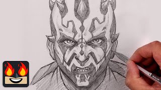 How To Draw Darth Maul  Star Wars Sketch Tutorial [upl. by Fredie]