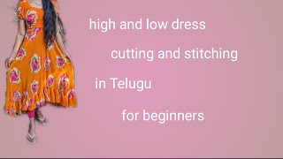 how to stitch high and low dress  cutting and stitching for beginners100rs saree to westren frock [upl. by Terryl]