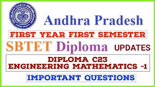 DIPLOMA C23 ENGINEERING MATHEMATICS 1IMPORTANT QUESTIONSapsbtet apdiploma [upl. by Atinnod89]