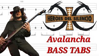 Héroes del Silencio  Avalancha BASS TABS  Cover  Tutorial  Lesson [upl. by Otrebilif]