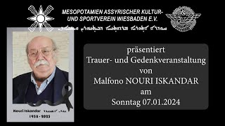 رحيل الموسيقار نوري إسكندر Trauer und Gedenktag um Nouri Iskandar in Wiesbaden [upl. by Ennalorac]