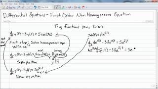 0210 Differential Equations First Order NonHomogeneous Trig Function Eulers [upl. by Ahsirhcal176]