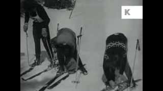 1950s Ski Resort Glamourous Women Skiing Fashion Archive Footage [upl. by Rebbecca]