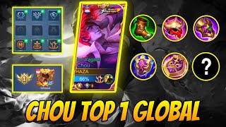 CHOU TOP 1 GLOBAL EMBLEM SET 2022 AND BUILD TANK  NEW UPDATE SEASON 23  MOBILE LEGENDS [upl. by Vesta]