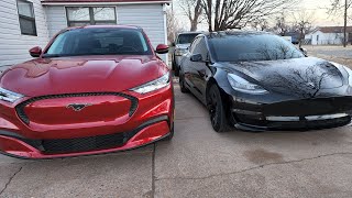 Ford MachE VS Tesla Model 3 size comparison [upl. by Eeruhs]