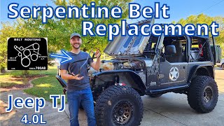 How To Change The Serpentine Belt On A Jeep TJ [upl. by Mailand]