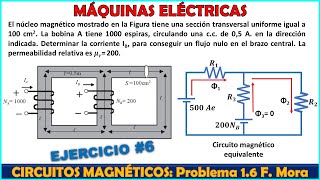 CORRIENTE APLICADA EN UNA BOBINA  PERMEABILIDAD RELATIVA  Problema 16 Mora [upl. by Enneirda]