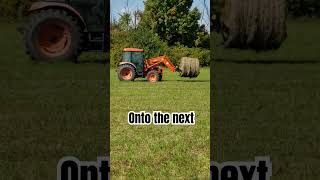 Helping a neighbor out tractor forks farming hay roundbales kioti summer trailer 4 asmr [upl. by Calmas229]