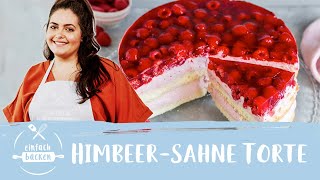 HimbeerSahneTorte  Himbeertorte  HimbeerMascarponeTorte 😋  Einfach Backen [upl. by Ennaehr]