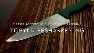 Sharpening Giesser Rostfrei 8quot Chef Knife with Japanese Whetstone [upl. by Einnim410]