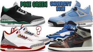 AIR JORDAN 3 PINE GREEN AJ4 UNIVERSITY BLUE UNION AJ3 AJ1 PATINA GRIFFEY MAX 1 ROYAL AND MORE [upl. by Parthinia267]