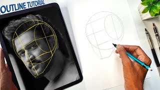 Drawing MS DHONI Portrait with Loomis Method  Outline Drawing Tutorial Step by Step [upl. by Hannej]