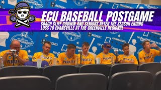 ECU Baseball Coach Cliff Godwin amp Seniors after the loss to Evansville at the Greenville Regional [upl. by Ennaeilsel]