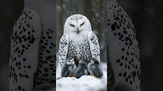 Majestic Owl Protects Nestlings from Icy Snowstorm viralshorts shorts owls [upl. by Andriana]