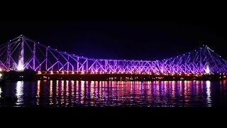 Howrah Bridge Changes Colour At Night HD Video [upl. by Sihun]