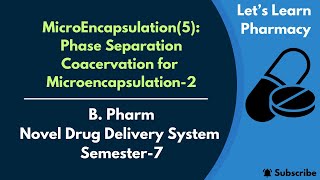 Phase Separation Coacervation for MicroEncapsulation2  BPharm  NDDS Semester 7 [upl. by Patrizius95]