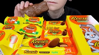 ASMR Reeses Chocolate Peanut Butter Candy Eggs amp Easter Bunny Mukbang  Eating Sounds [upl. by Mossolb128]