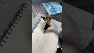 Dan Kubin Machine w Battery 🪫 Grip and Peak Pen Cartridge to Tattoo on Paper  tattootips viral [upl. by Besse]