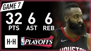 James Harden Full Game 7 Highlights vs Warriors 2018 NBA Playoffs WCF  32 Pts 6 Ast 6 Reb [upl. by Drais]