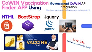 Create cowinCOVID19 vaccination center finder app using HTML Jquery bootstrap in HindiEnglish [upl. by Mij]