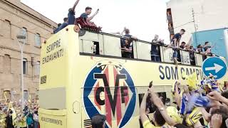 Villarreal celebrations continue as team get heros return in Spain  Europa League 欧联冠军 比利亚雷亚尔 西班牙 [upl. by Olsson]