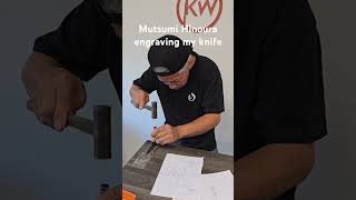 Mutsumisan engraving my exclusive Mutsumi Hinoura X Meesterslijpers knife [upl. by Anemij]