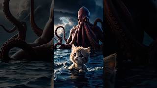 Dad Cat save his son from octopus 🙀 catsoftiktok cat cute aiart ai poorcat catlover fyp [upl. by Jerrylee]