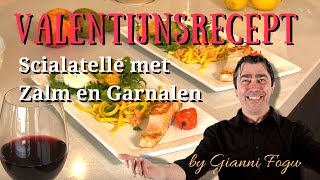 Valentijnsdag recept Scialatelle pasta met zalm en garnalen [upl. by Hellene]