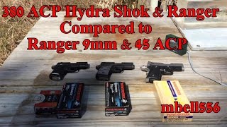 Concealed Carry Ballistics 380 ACP vs 9mm vs 45 ACP Hydra Shok vs Ranger [upl. by Ynnol]