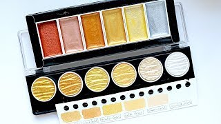 Komorebi Classic Metallics Watercolour Set vs Finetec  Review  Swatches [upl. by Kolk644]