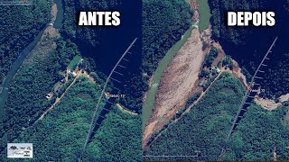 FERROVIA do TRIGO imagens de satélite antes e após as Enchentes no Rio Grande do Sul [upl. by Kariotta597]