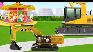 Construction Vehicles amp Trucks  Playground Build Part 3  Cartoon For Kids [upl. by Ediva]