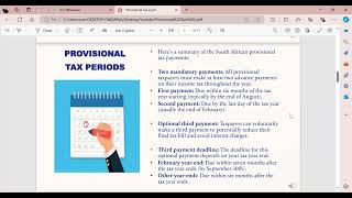 Provisional tax summary  TAX3761 Webinar coming up [upl. by Fleurette]