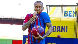 DANI ALVES freestyles at Camp Nou during his PRESENTATION 🤪💙❤️ [upl. by Rumilly]